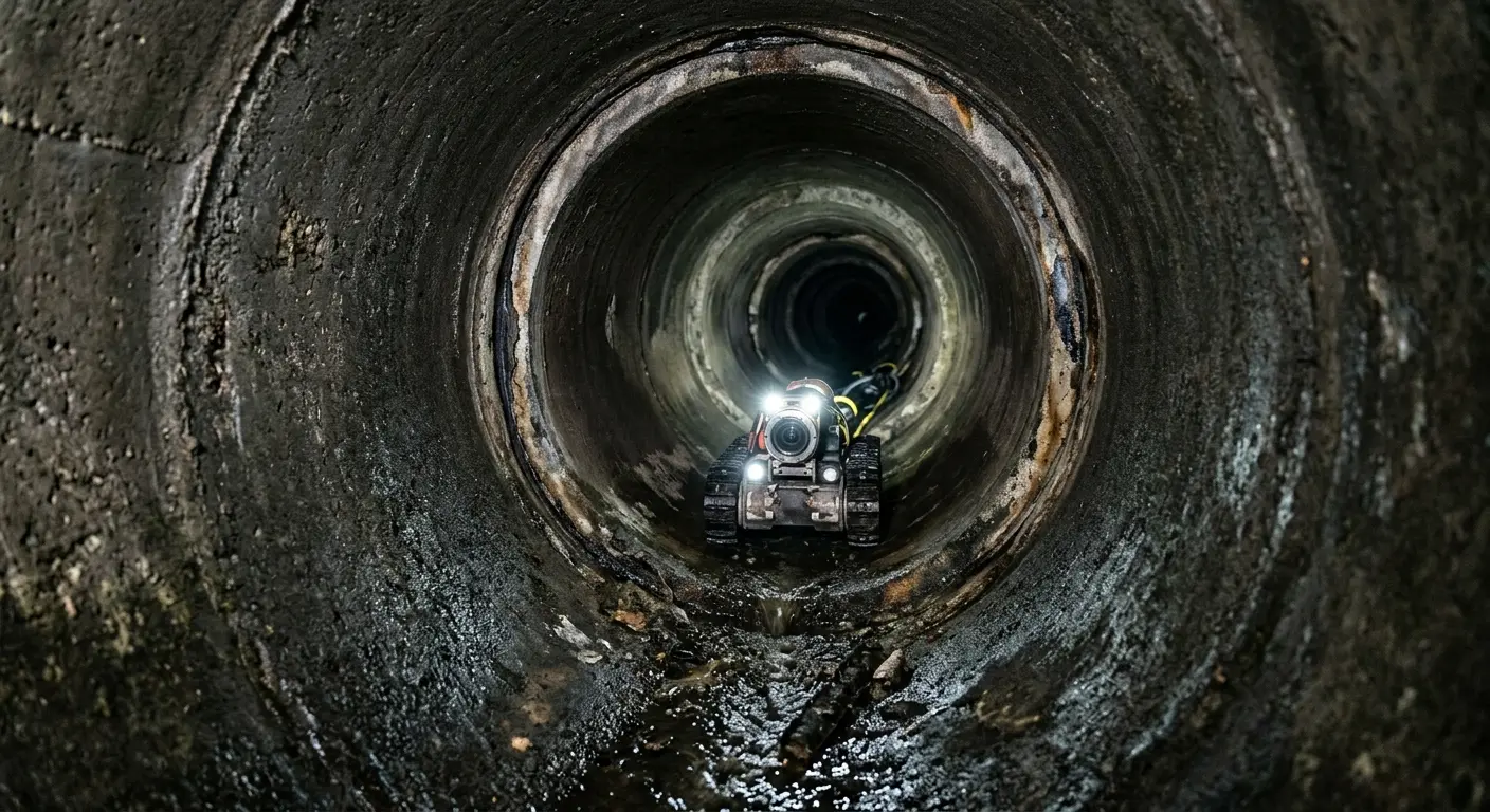 Robotic sewer camera inspecting pipe interior for Sewer Line Cleaning in Wood Dale